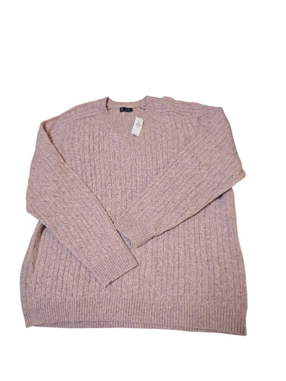 GAP Merino Wool-Blend Cable-Knit Sweater Lilac Cloud XXL